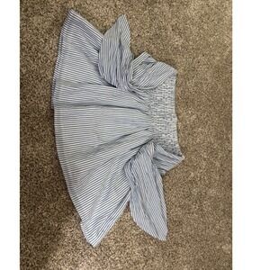 LOFT Outlet Blue White Striped Smocked Off Shoulder Blouse Top Size Small (A567)
